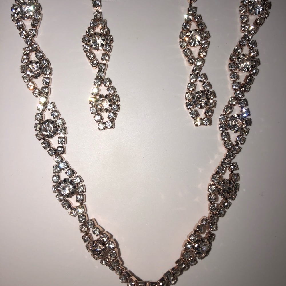 Ellen Tracy Rose Gold necklace and earring set